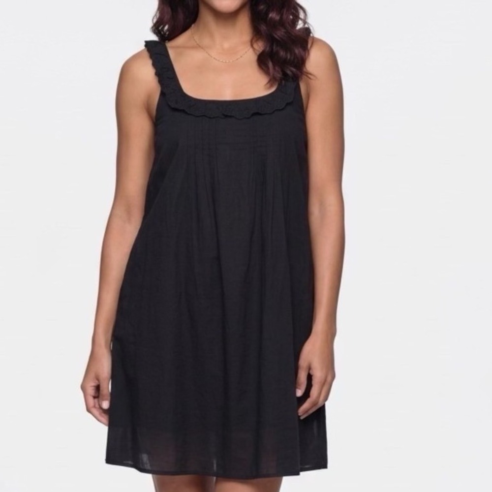 Banana Republic Dress Women L Black NEW Eyelet Ruffle Babydoll Sleeveless 368661
